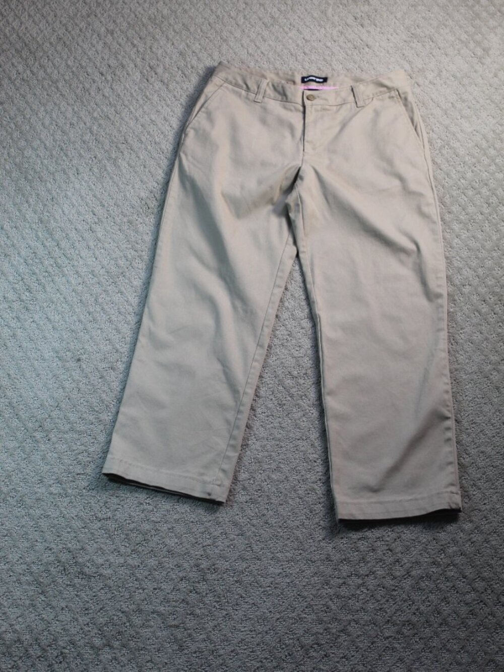 Lands' End Womens Sz 8 Khaki Chino Pants Tan Cotton Blend Utility 30"x26"